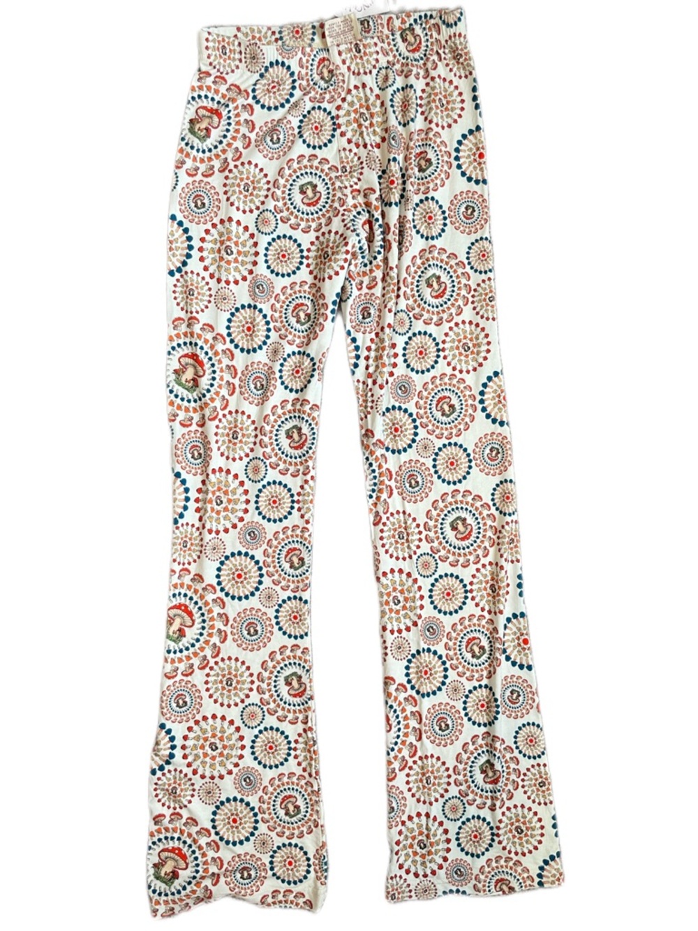 Women’s White Printed Pajama Pants - Multi-Color Medallion Pattern